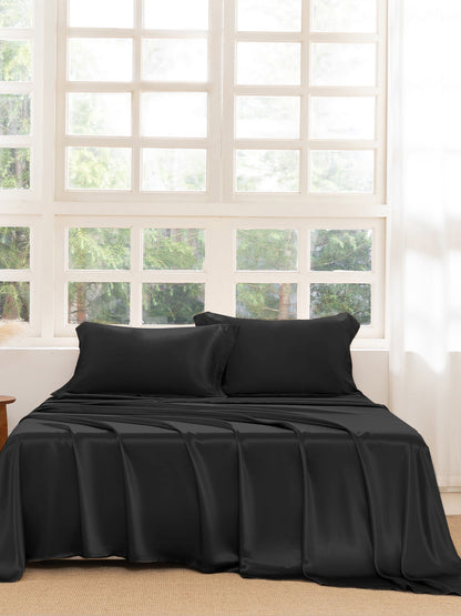 Ensemble de draps en soie supérieur avec taies d'oreiller 3 pièces - 22 momme