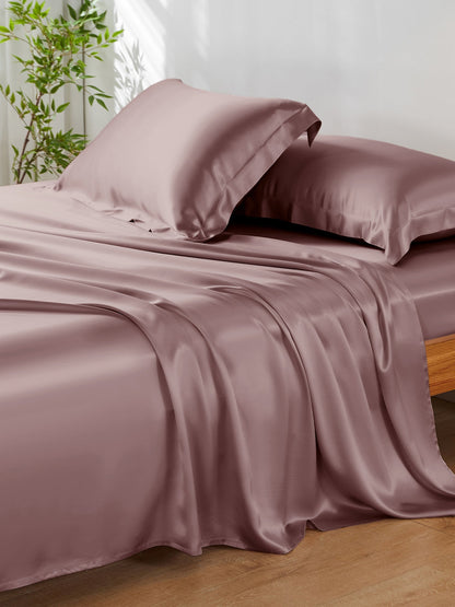 Ensemble de draps en soie supérieur avec taies d'oreiller 4 pièces - 19 momme