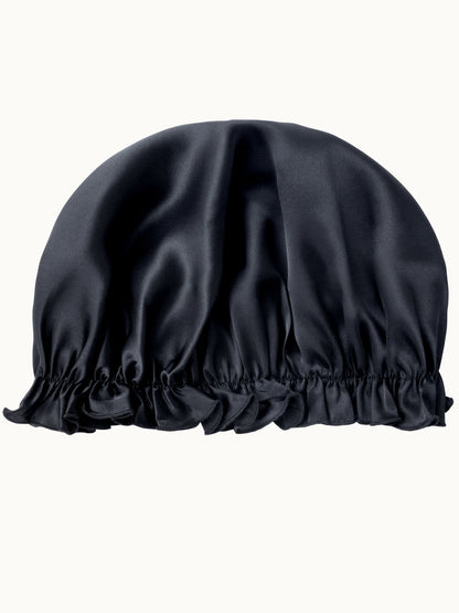Bonnet de nuit ajustable en soie de mûrier avec bande élastique