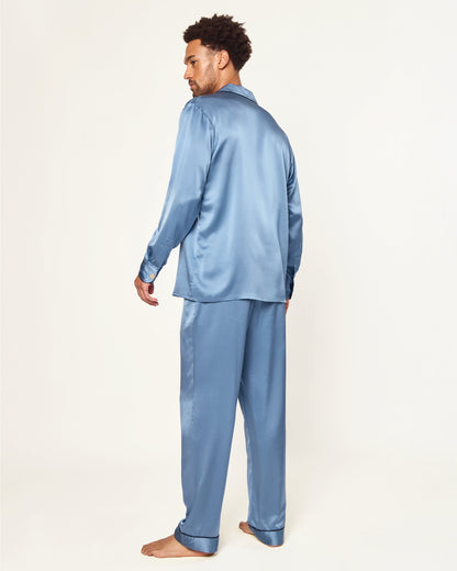 Ensemble de pyjama en soie bleu mystique