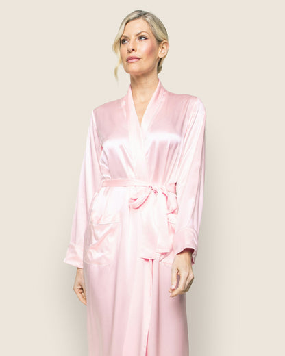 Robe longue en soie rose