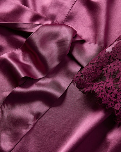 Robe de chambre en dentelle bois de rose